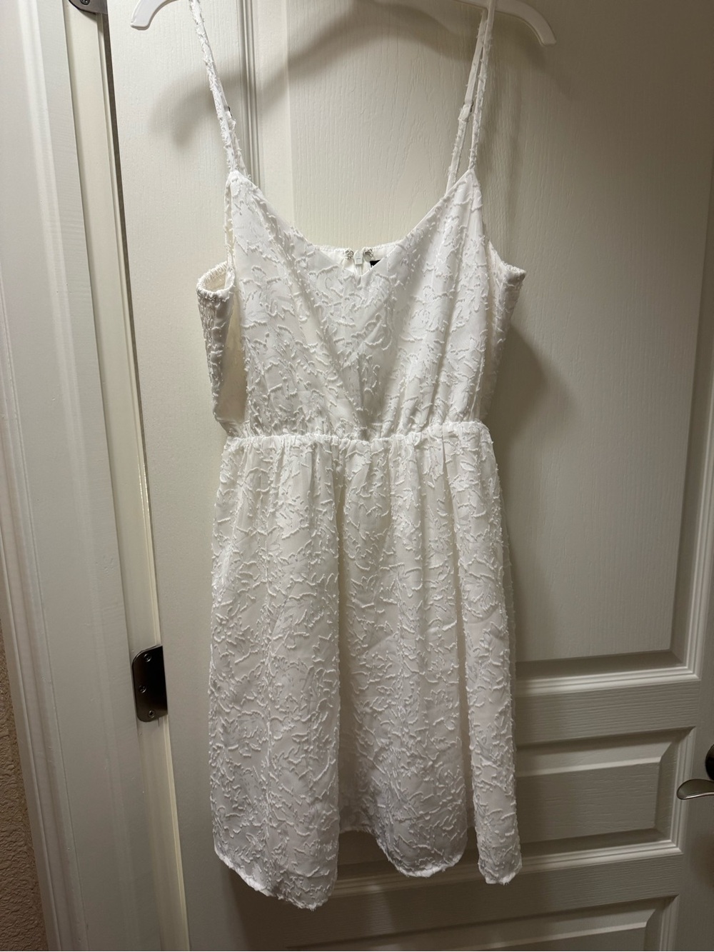 Lulu's White Lace Mini Dress with Spaghetti Straps